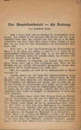 Der Staatsbankrott - die Rettung