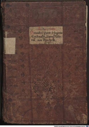 ... pars huius operis: contine[n]s textum biblie, cu[m] postilla domini Hugonis Cardinalis ..., 2. Secunda pars huius operis, continens psalteriu[m] cu[m] postilla d[omi]ni Hugonis cardinalis