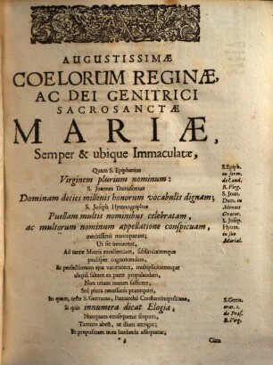 Polyanthea Mariana : In Qva Libris Octodecim Deiparae Mariae Virginis Sanctissima nomina ... disposita ...