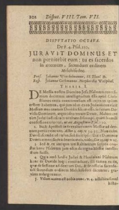 Disputatio Octava.