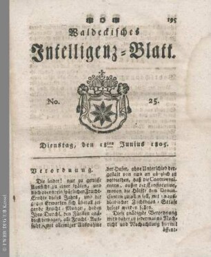 No. 25, Dienstag, den 18ten Junius 1805