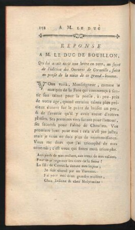 Reponse A M. Le Duc De Bouillon, ...