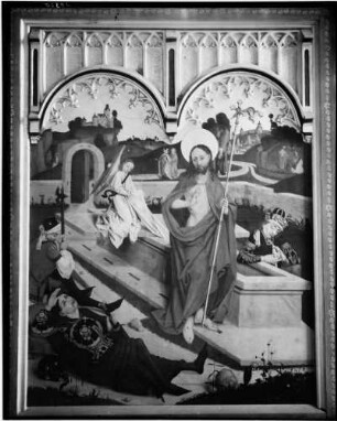 Tiefenbronn Katholische Kirche Sankt Maria Magdalena Hochaltar (1469) von Hans Schüchlin Schrein geöffnet rechter Innenflügel, oben Auferstehung