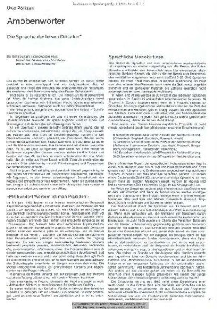 Amöbenwörter. Die Sprache der leisen Diktatur