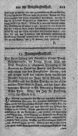 Allgemeine Einleitung in die Kenntniß der Politik-, der Finanz- und Handlungswissenschaft. T.1.