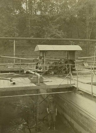 Oelsnitz/Erzgebirge. Gewerkschaft Deutschland. Kläranlage, Pumpenanlage für den Bergeschlamm