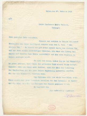 Brief an Fritz Volbach : 27.02.1913
