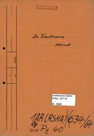 Personenheft Helmut Trautmann (*01.10.1913), SS-Hauptsturmführer