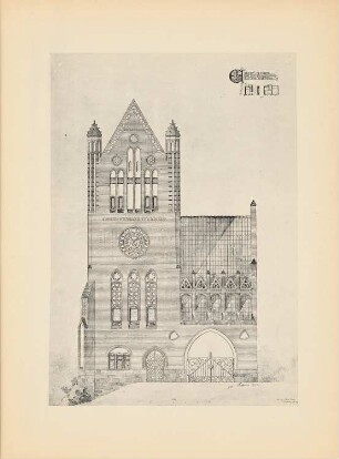 Durchfahrtsgebäude mit Pförtnerwohnung: Ansicht 1:33,3, Grundrisse 1:300 (aus: Drucke von Seminararbeiten der Königlich Technischen Hochschule Berlin, Bd. III)
