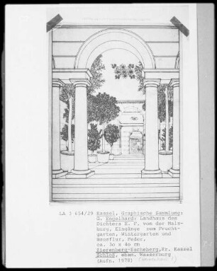 Landhaus des Dichters E. F. von der Malsburg, Eingänge zum Fruchtgarten, Wintergarten und Hausflur