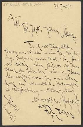 Brief an B. Schott's Söhne : 22.06.1911