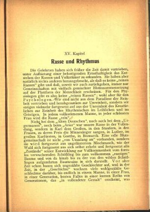 XV. Kapitel. Rasse und Rhythmus
