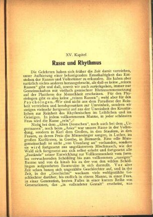 XV. Kapitel. Rasse und Rhythmus