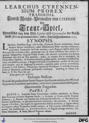 Learchus Cyrennensium Prorex : Tragoedia