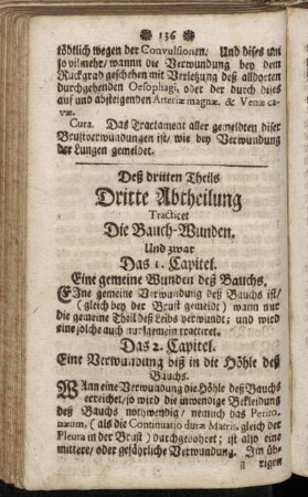 Deß dritten Theils dritte Abtheilung Tractiret Die Bauch Wunden.