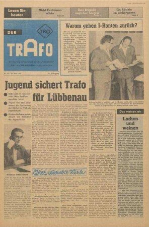 TRO-Betriebszeitung 'Der Trafo'; Nr. 27/1962 (27. Juli 1962)