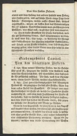 Siebenzehntes Capitel. Von den bösartigen Fiebern