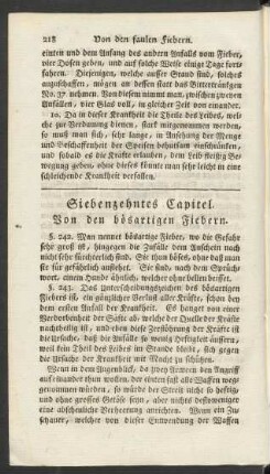 Siebenzehntes Capitel. Von den bösartigen Fiebern