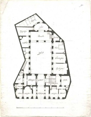 Speeth, Peter; Phantasiegrundrisse in vorgegebener Form - Wohnhaus mit Stallung (Grundriss)