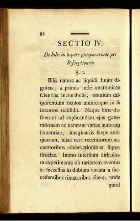 Sectio IV. De bilis in hepate praeparatione per Resorptionem.