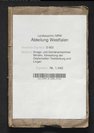 Kataster von den Zuschlägen der Vogtei Lengerich