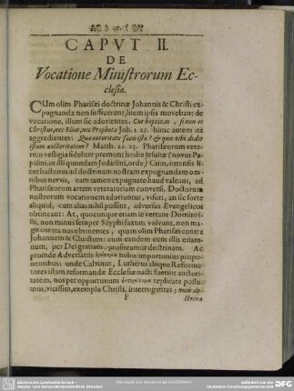 Caput II. De Vocatione Ministrorum Ecclesiae