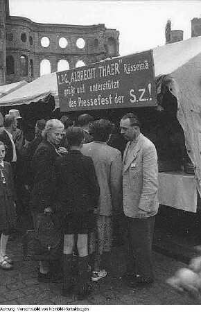 Dresden, 2. Pressefest der Sächsischen Zeitung (SZ) mit Hermann Matern und Carl Bobach, August 1955