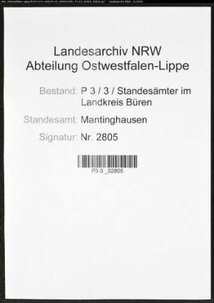 Sterberegister Standesamt Mantinghausen