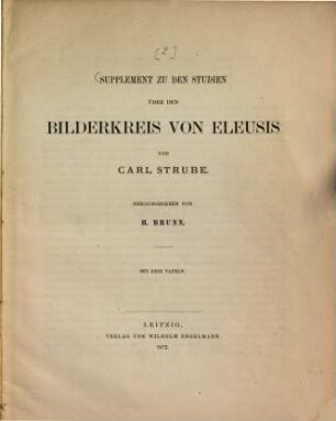 Supplement zu den Studien über den Bilderkreis von Eleusis von Carl Strube