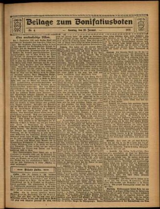 Zweite Ausgabe vom Sonntag, den 23. Januar 1927.