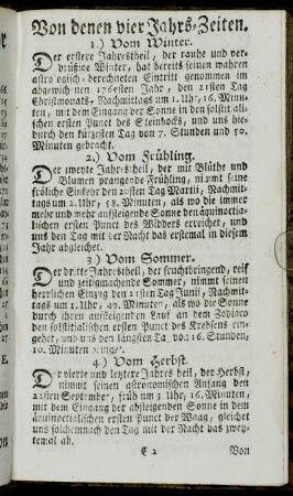 Von denen vier Jahrs-Zeiten.
