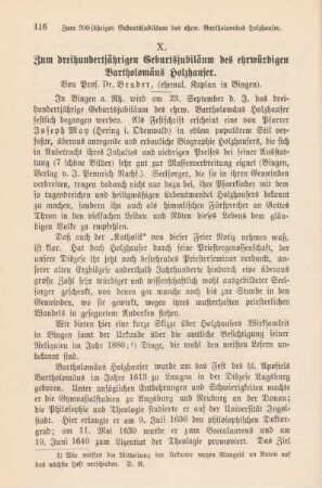 116-126 Zum dreihundertjährigen Geburtsjubiläum des ehrwürdigen Bartholomäus Holzhauser