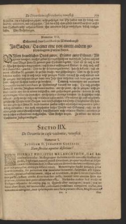 Sectio IIX. De Divortio in casu violentiae, veneficii.