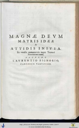 Laurentius Pignorius: Magnae Deum Matris Idaeae…