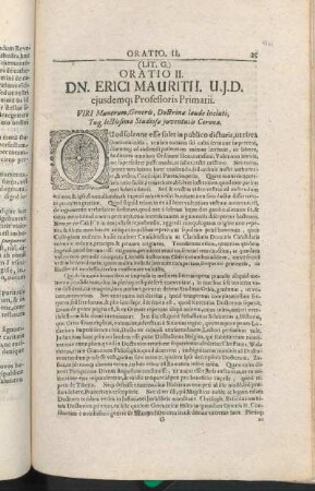 (Lit. G.) Oratio II. Dn. Erici Mauritii. [...]