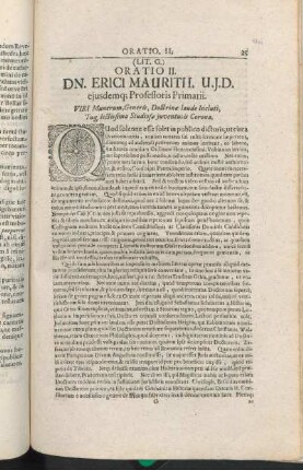 (Lit. G.) Oratio II. Dn. Erici Mauritii. [...]