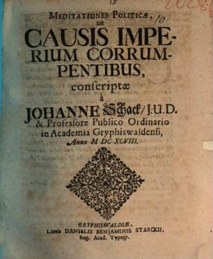 Meditationes Politicae De Causis Imperium Corrumpentibus