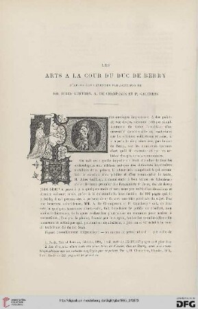 3. Pér. 14.1895: Les arts à la cour du duc de Berry, [1] : d'après les récentes publications de MM. Jules Guiffrey, A. de Champeaux et P. Gauchery