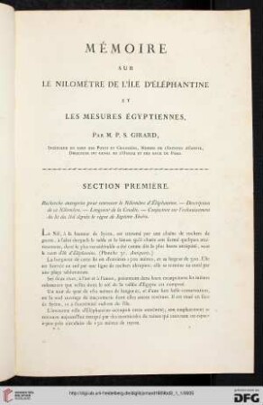 Mémoire sur le Nilomètre de l’Île d’Éléphantine et les mesures égyptiennes