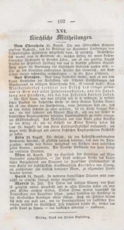 192 Kirchliche Mittheilungen