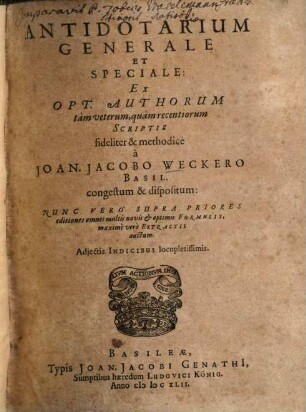 Antidotarium generale et speciale