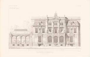 Palais Schmieder, Karlsruhe: Ansicht von Süden (aus: Atlas zur Zeitschrift für Bauwesen, hrsg. v. Ministerium der öffentlichen Arbeiten, Jg. 39, 1889)