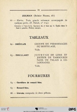 Fourrures (Nr. 64-75)
