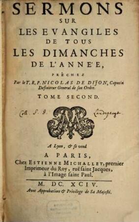 Sermons Sur Les Evangiles De Tous Les Dimanches De L'Année, 2
