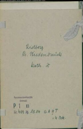 Zivilstandsregister der katholischen Gemeinde Rietberg, Kreis Wiedenbrück (GAHT 1814) (Gemeinde: Katholische Gemeinde Rietberg, Kreis Wiedenbrück)
