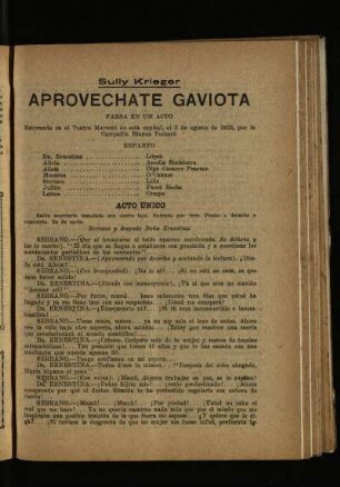 Aprovechate gaviota : farsa en un acto