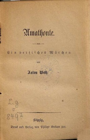 Amathonte : ein persisches Mährchen