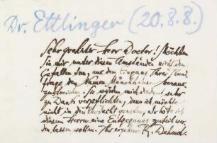 Brief an Josef Moritz Ettlinger