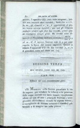 Sezione Terza. Dell' Efflusso Dalie Luci Dei Vasi.