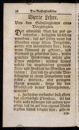 58-71, Vierte Lehre. Von den Schuldigkeiten eines Vorgesetzten